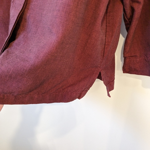 bryn WALKER Red Mandarin Collar Button Up Lagenlook Boxy Blouse Shirt Top - Picture 3 of 7